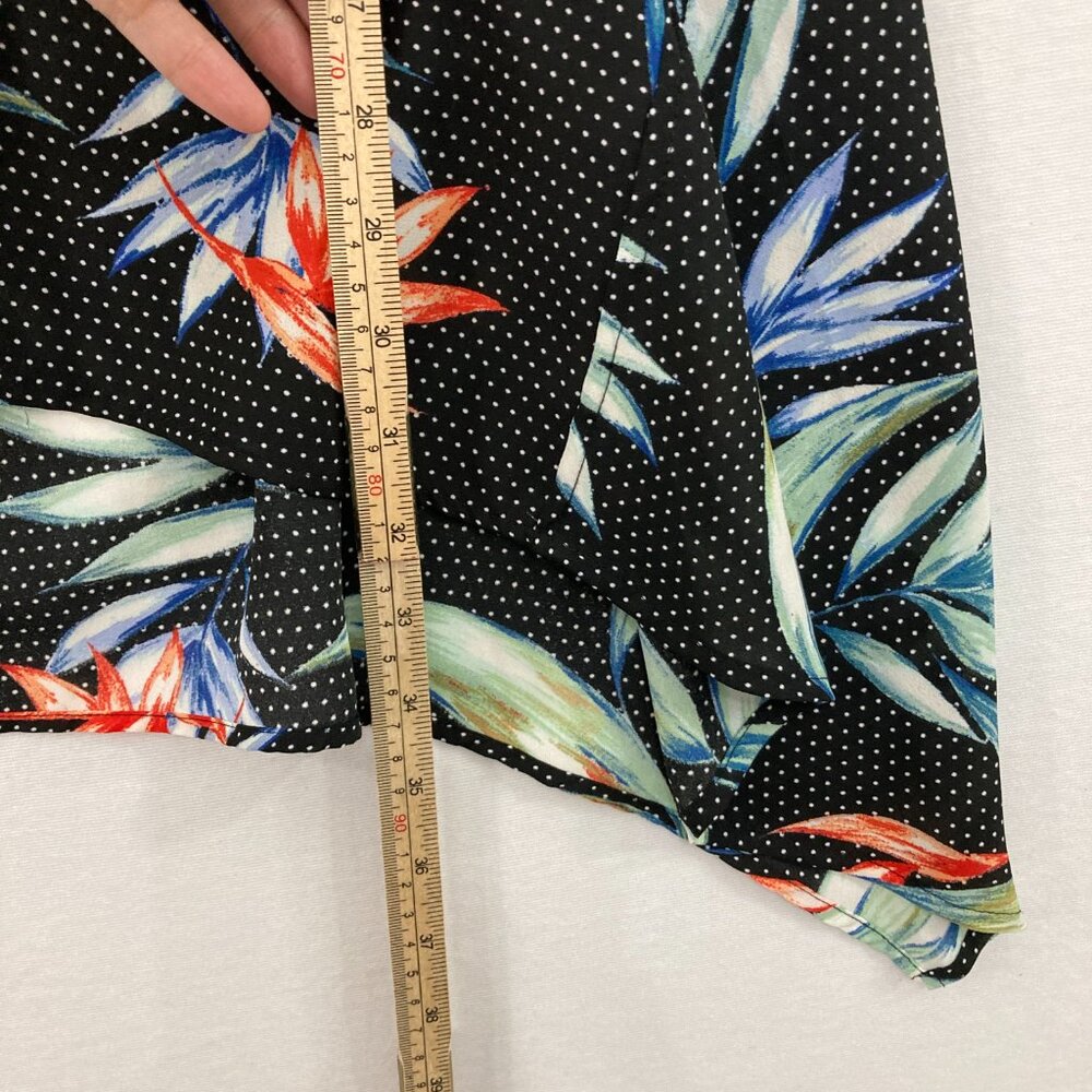 Zac & Rachel 2X Black Floral Artsy Micro Polka Dot‎ Shark-bite Hem Button Tunic - Picture 7 of 11